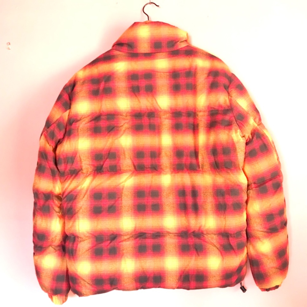 Zara Jacket Mens Plaid Puffer Flannel Orange Black, Red, Street Wear Y2K M - Picture 4 of 13
